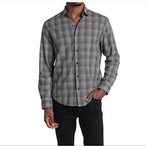 Robert Barakett Men’s Medium Grey Lenox Gradient Checkerboard LS Woven Shirt NWT